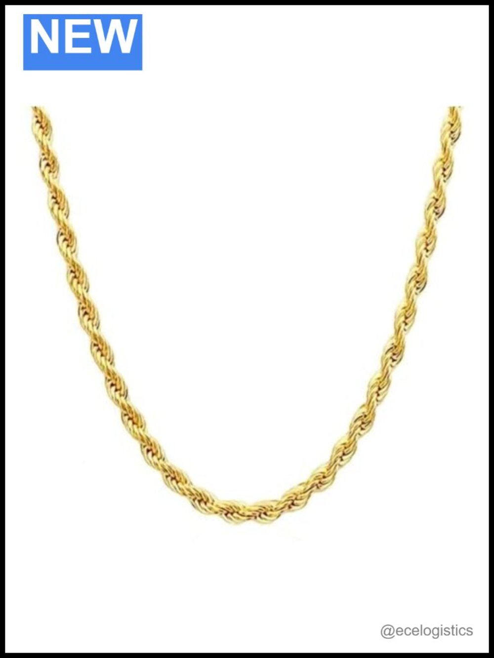 14K Solid Yellow Gold Diamond Cut Rope Chain Necklace 3mm 20inch